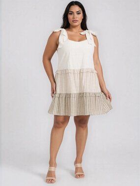 COLORBLOCK STRIPES TUNIC MINI DRESS